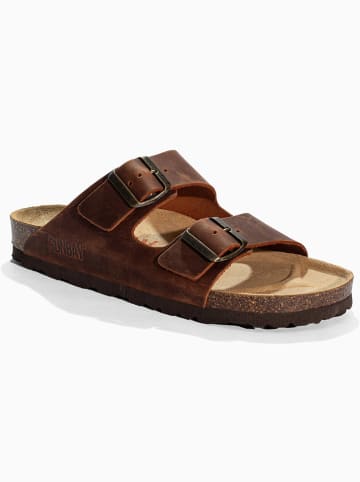 Sunbay Leder-Pantoletten "Trefle" in Braun