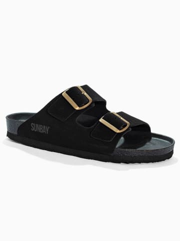 Sunbay Leder-Pantoletten "Trefle" in Schwarz