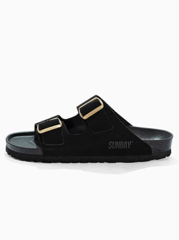 Sunbay Leder-Pantoletten "Trefle" in Schwarz