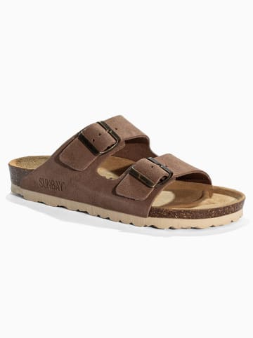Sunbay Leder-Pantoletten "Trefle" in Braun