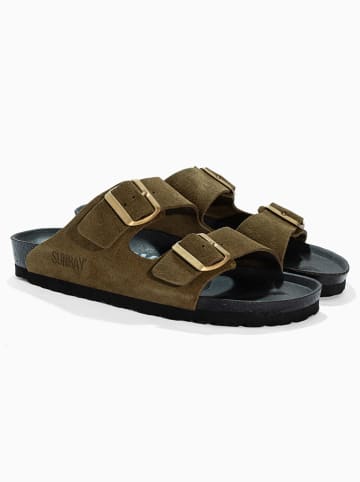 Sunbay Leren slippers "Trefle" bruin