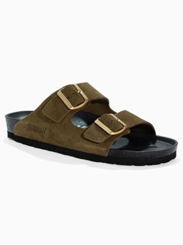 Sunbay Leren slippers "Trefle" bruin