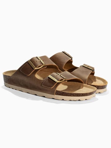 Sunbay Leder-Pantoletten "Trefle" in Hellbraun