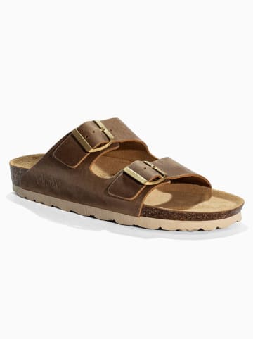 Sunbay Leder-Pantoletten "Trefle" in Hellbraun