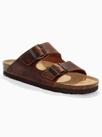 Sunbay Leren slippers "Trefle" bruin