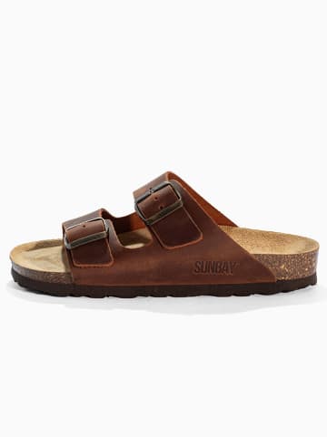 Sunbay Leren slippers "Trefle" bruin