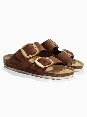 Sunbay Leder-Pantoletten "Calen" in Braun