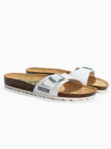 BACKSUN Leren slippers "Paris" wit
