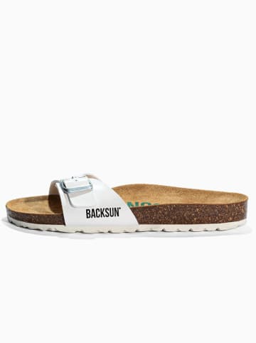 BACKSUN Leren slippers "Paris" wit