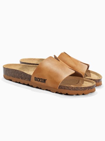 BACKSUN Leren slippers "Djila" lichtbruin