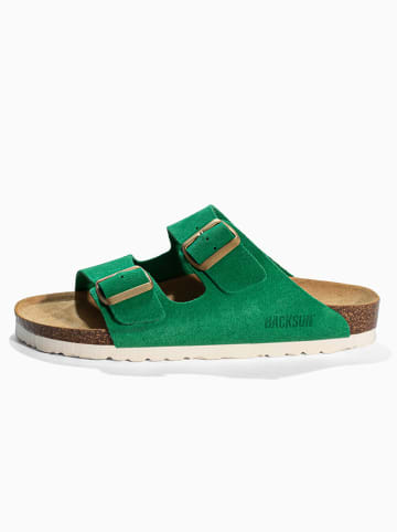 BACKSUN Leren slippers "Bali" groen
