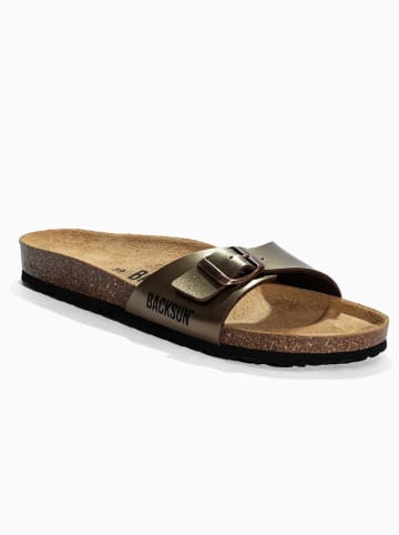 BACKSUN Leder-Pantoletten "Paris" in Braun