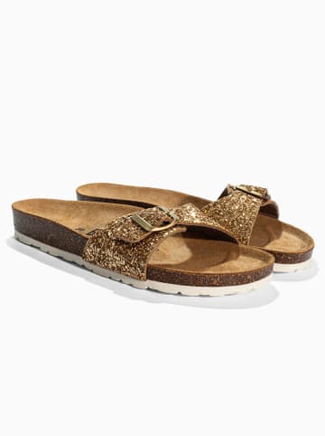 BACKSUN Leder-Pantoletten "Paris" in Gold