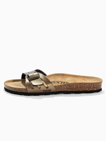 BACKSUN Leren slippers "Venecia" taupe