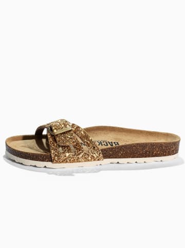 BACKSUN Leren slippers "Venecia" goudkleurig
