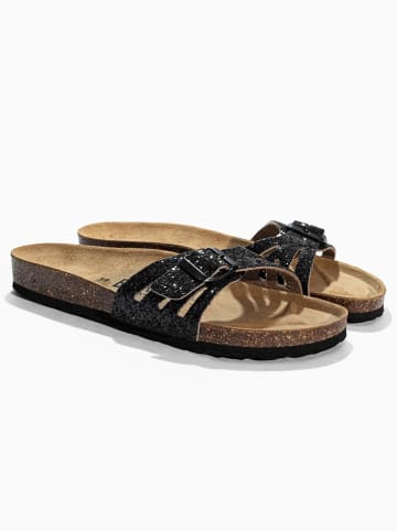 BACKSUN Leder-Pantoletten "Venecia" in Schwarz