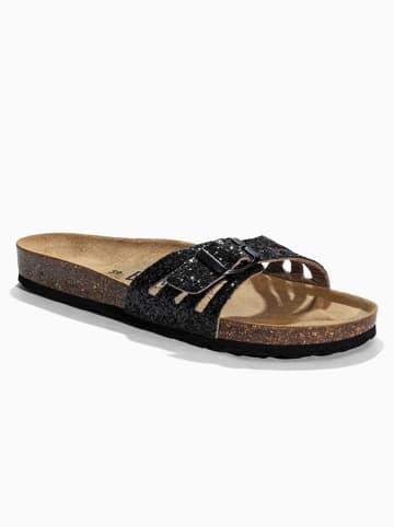 BACKSUN Leder-Pantoletten "Venecia" in Schwarz