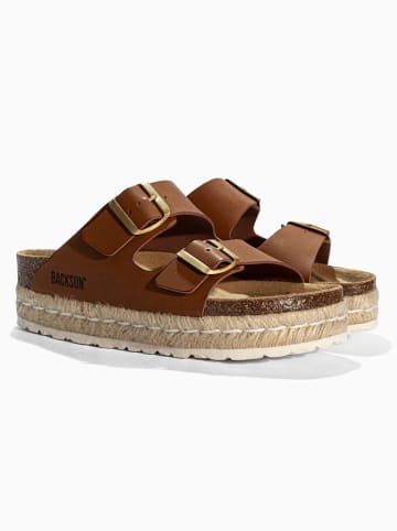BACKSUN Slippers "Gwana" lichtbruin