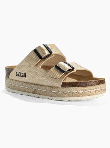BACKSUN Slippers "Gwana" goudkleurig