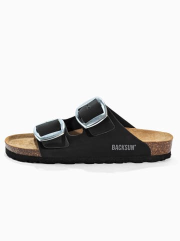 BACKSUN Leren slippers "Londrina" zwart