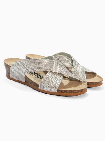 BACKSUN Leren sleehakslippers "Itaga" grijs
