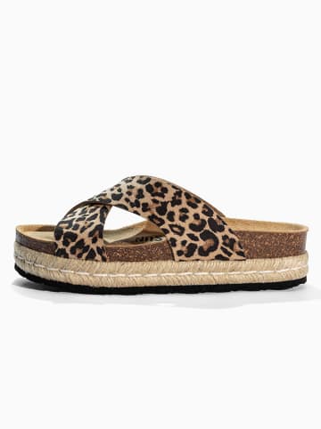 BACKSUN Leren slippers "Milano" lichtbruin