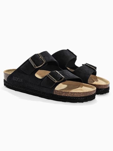 BACKSUN Leren slippers "Vada" zwart