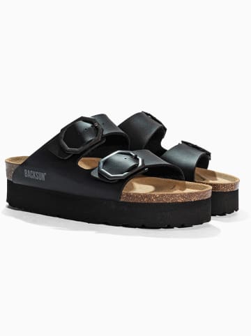 BACKSUN Leren slippers "Maldives" zwart