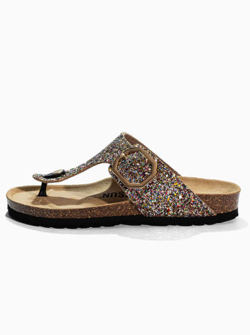 BACKSUN Leren teenslippers "Singapore" meerkleurig