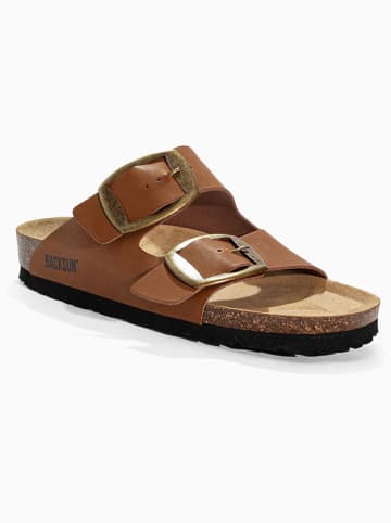 BACKSUN Leren slippers "Londrina" lichtbruin