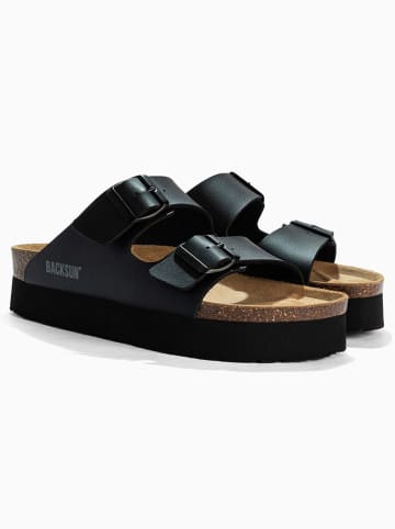 BACKSUN Leder-Pantoletten "Maldives" in Schwarz