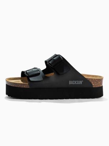 BACKSUN Leder-Pantoletten "Maldives" in Schwarz