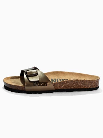 BACKSUN Leren slippers "Paris" lichtbruin