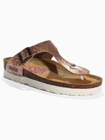 BACKSUN Leren teenslippers "Chimbote" roségoudkleurig