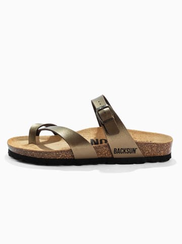 BACKSUN Leder-Zehentrenner "Barcelone" in Gold