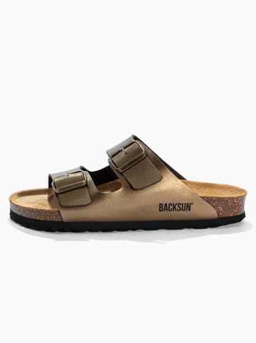 BACKSUN Leren slippers "Bali" lichtbruin