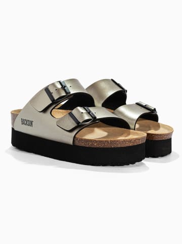 BACKSUN Leren slippers "Maldives" beige
