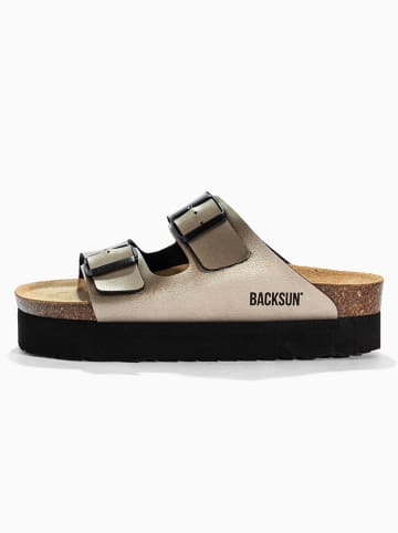 BACKSUN Leren slippers "Maldives" beige