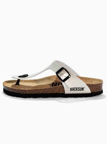BACKSUN Leren teenslippers "Singapore" crème