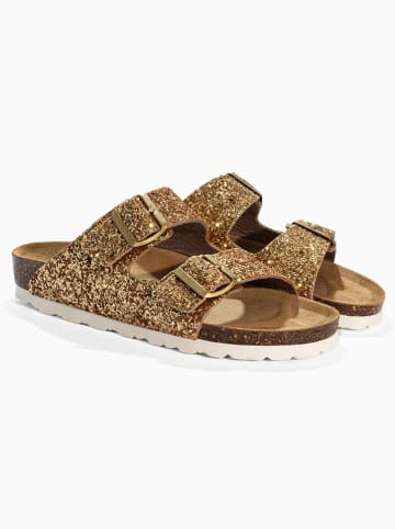 BACKSUN Slippers "Pantoletten "Bali"" goudkleurig