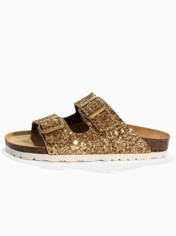 BACKSUN Slippers "Pantoletten "Bali"" goudkleurig