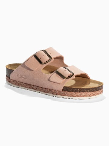 BACKSUN Leder-Pantoletten "Vada" in Rosa