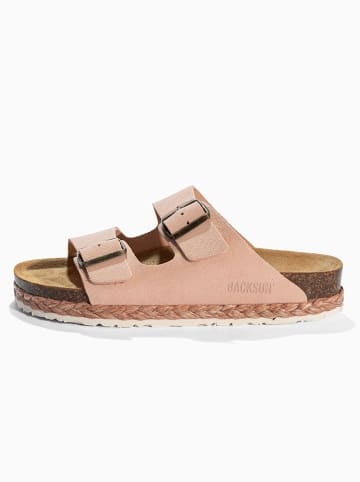 BACKSUN Leder-Pantoletten "Vada" in Rosa