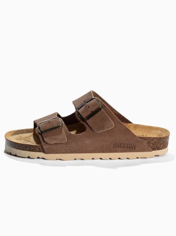BACKSUN Leren slippers "Bali" lichtbruin