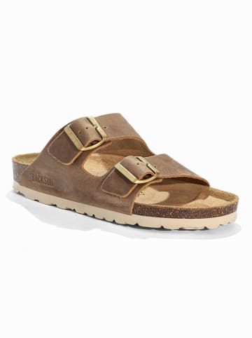 BACKSUN Leren slippers "Bali" beige