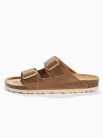 BACKSUN Leder-Pantoletten "Bali" in Beige