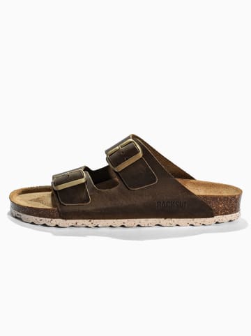 BACKSUN Leder-Pantoletten "Bali" in Braun
