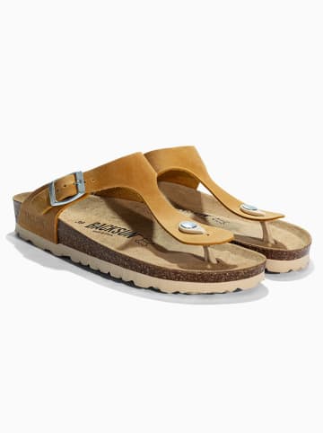 BACKSUN Leren teenslippers "Singapore" geel