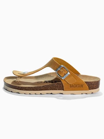 BACKSUN Leren teenslippers "Singapore" geel