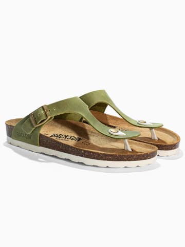 BACKSUN Leren teenslippers "Singapore" groen